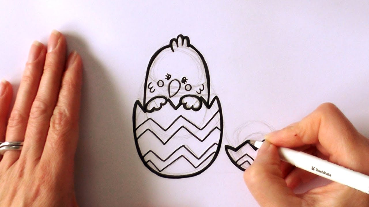 1280x720 How To Draw A Cartoon Easter Chick Popping Out Of An Easter Egg