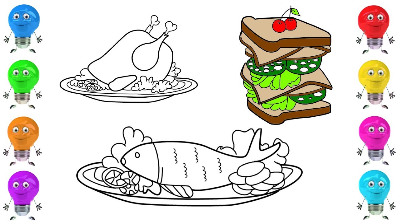 1280x720 Coloring Bread Burger, Non Vegetarian Food Chicken Fish Chowdish