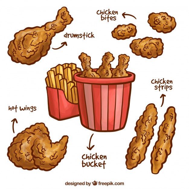 626x626 Hand Drawn Fried Chicken Varieties Vector Free Download