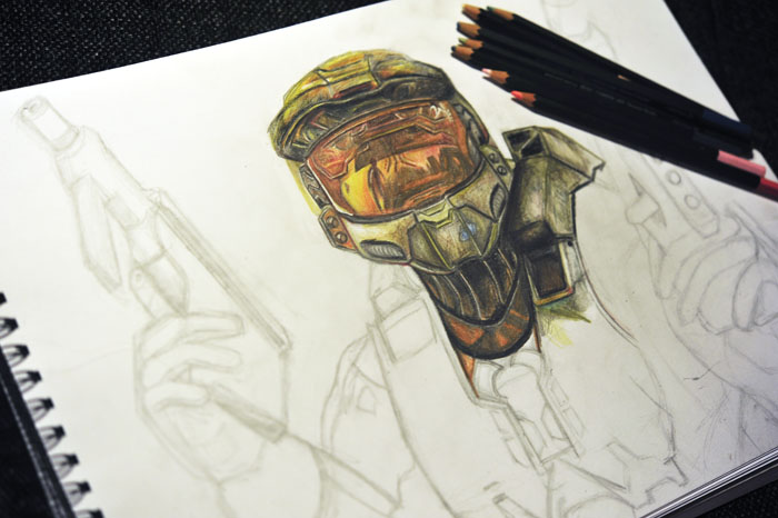 700x466 Halo Master Chief Drawing By Teninchrecord