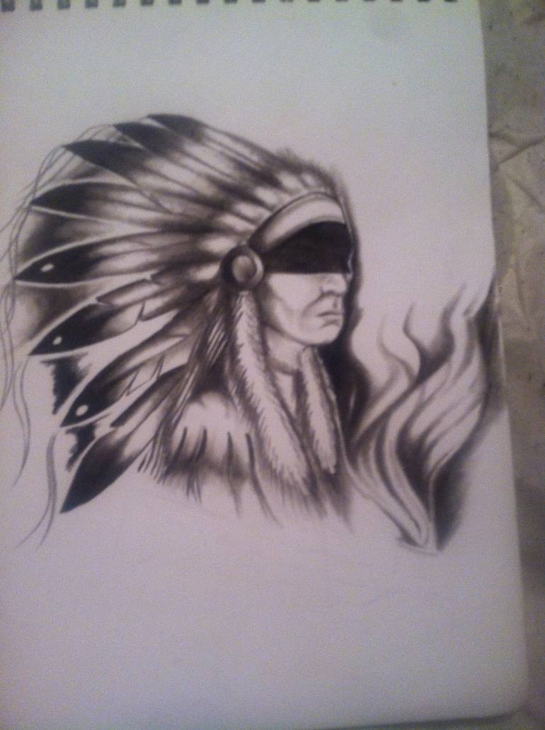 770x1031 Saatchi Art Native American Chief Drawing By Autumn Woptura