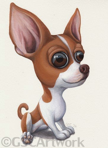 365x500 Chihuahua Dog Puppy Pet Cartoon Caricature Art Acrylic Painting