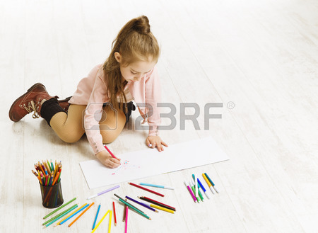 450x329 Child Drawing Pencils Dreaming Window, Creative Girl Thinking