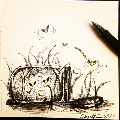 400x400 A Simple Pen Drawing Of Fireflies And A Mason Jar Basic