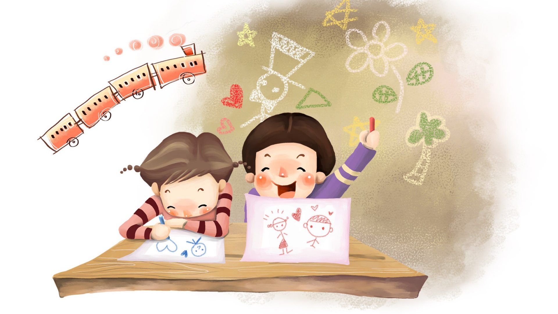 1920x1080 Download Wallpaper 1920x1080 Drawing, Children, Childhood, Fantasy