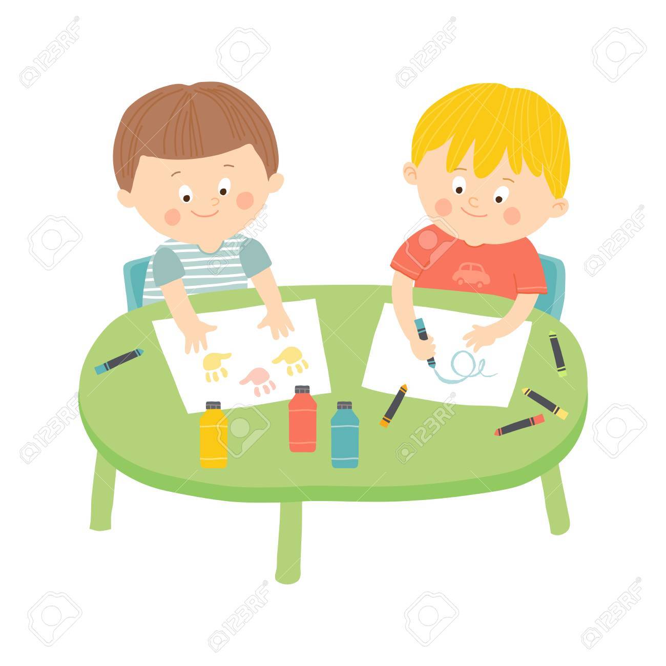 1300x1300 Children Drawing In Art Class. Royalty Free Cliparts, Vectors,