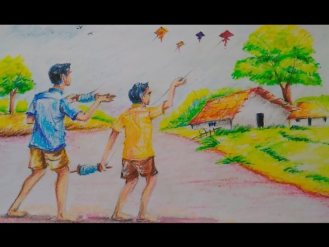 480x360 Easy Kite Flying Composition For Kidsdrawing Tutorial