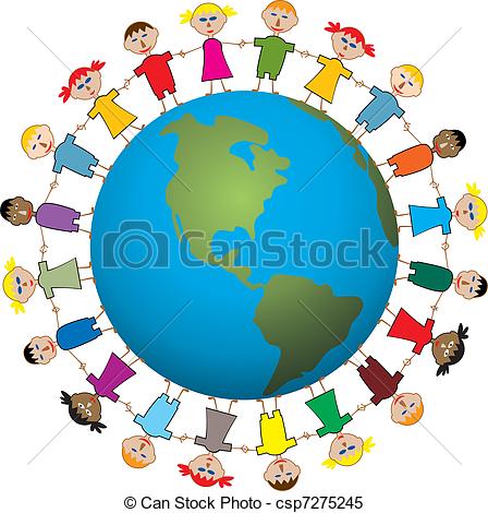 448x470 Vector Illustration Of Children Around The World Clipart Vector
