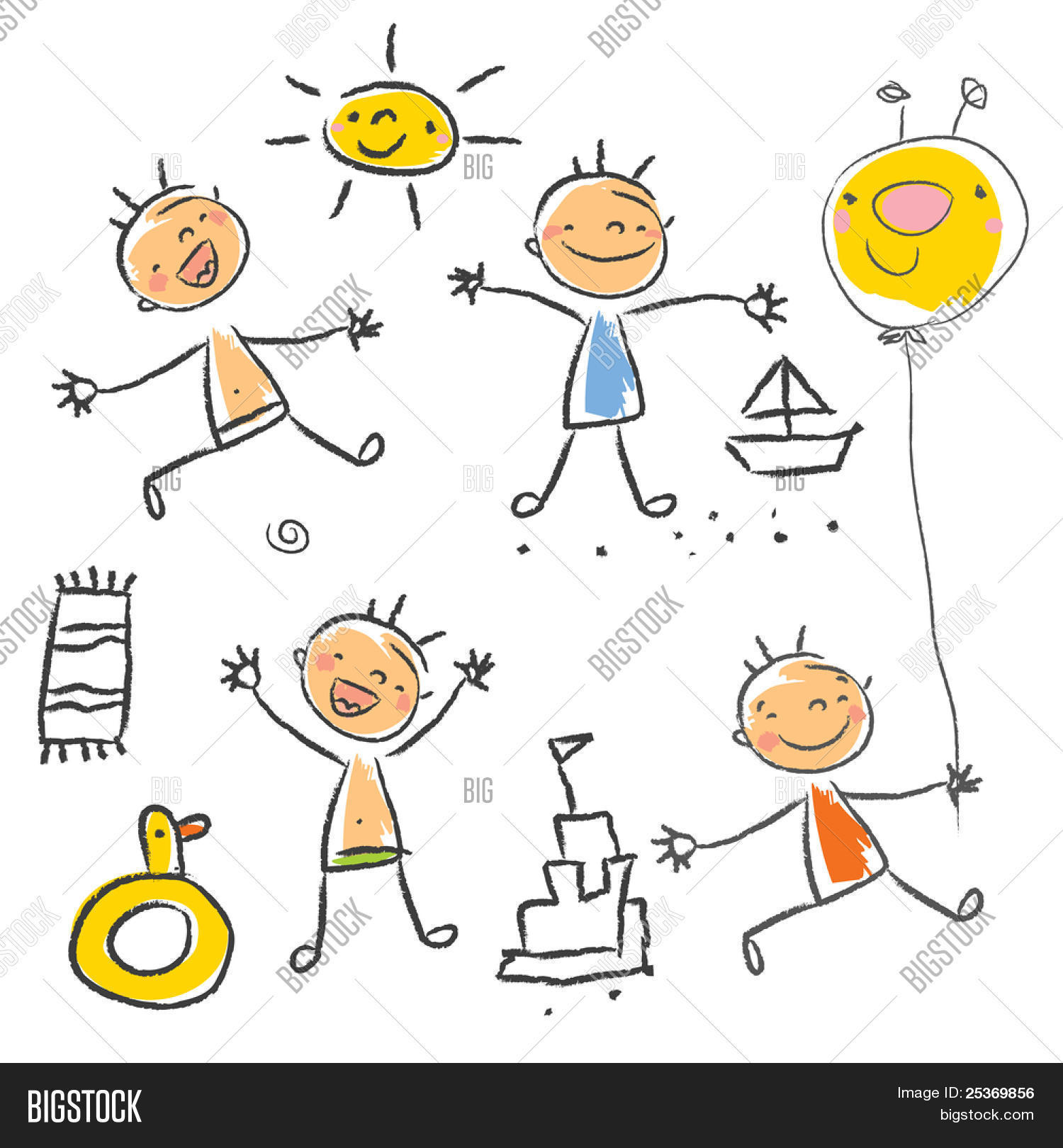 1500x1620 Cute Children Playing On Beach Vector Amp Photo Bigstock