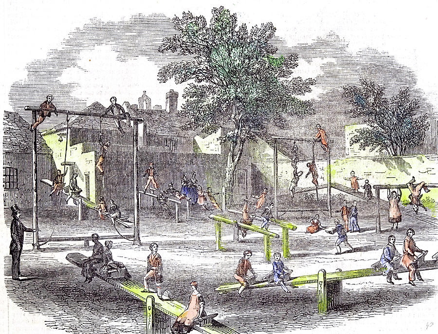 900x686 Gymnasia And Play Ground Of The Children Of The Infant Drawing By
