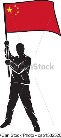 208x470 Man Holding China Flag Vector Clipart