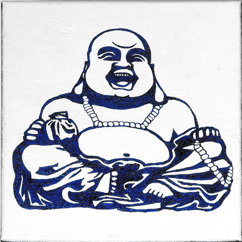 500x500 Ab01 Buddha Laughing Sitting Drawing On Tile Babies Onsie Prints