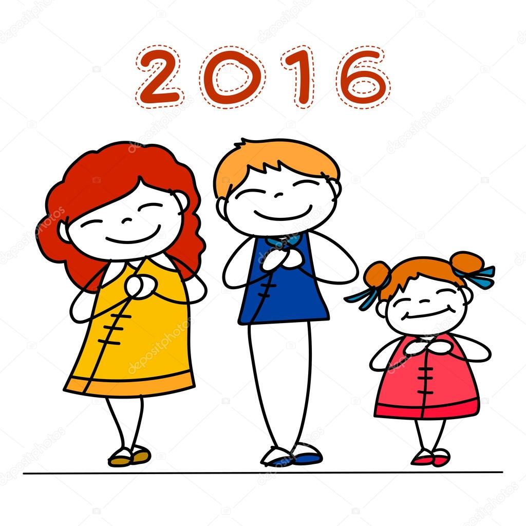 1024x1024 Hand Drawing Chinese New Year Cartoon Character Stock Vector