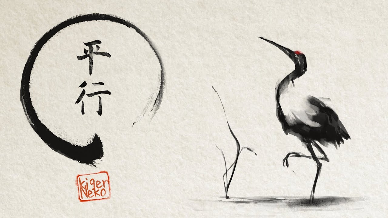 1280x720 Sumi E Crane