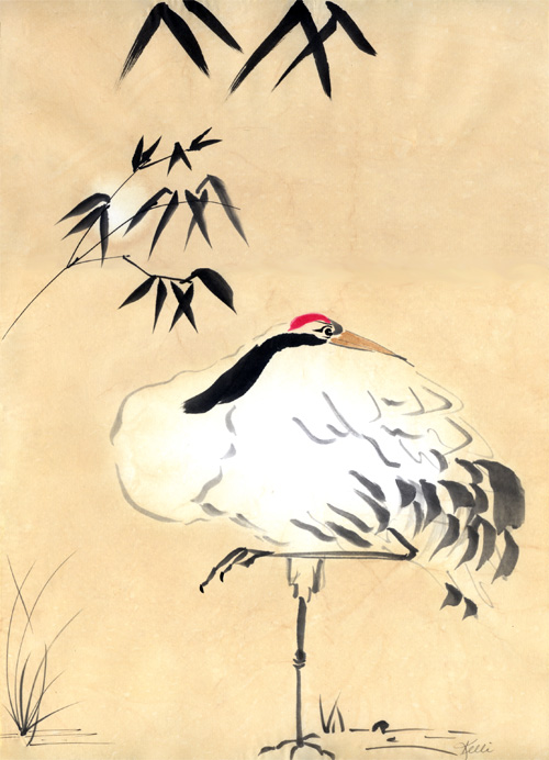 500x692 Wild China Mcnart Artful Crane Chinese Brush