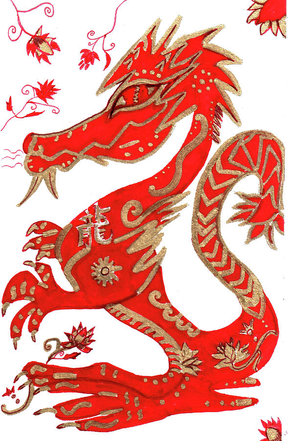 589x900 New Year Astrology Dragon Drawing By Barbara Giordano