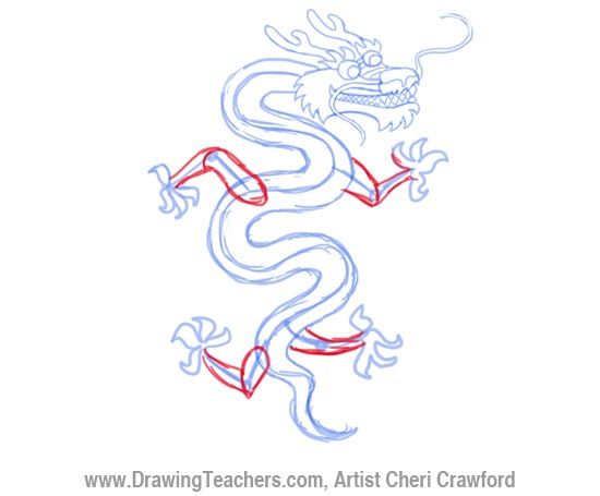 550x455 Chinese Dragon Drawing Step 5 Dragons Chinese