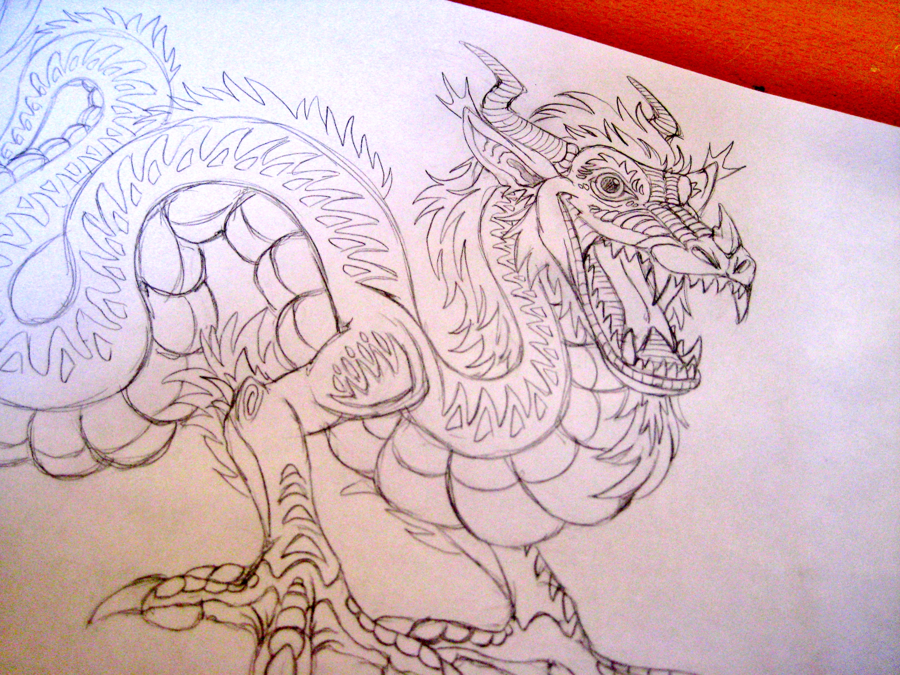 3072x2304 Stage 1 Chinese Dragon, Pencil Sketch Sketches