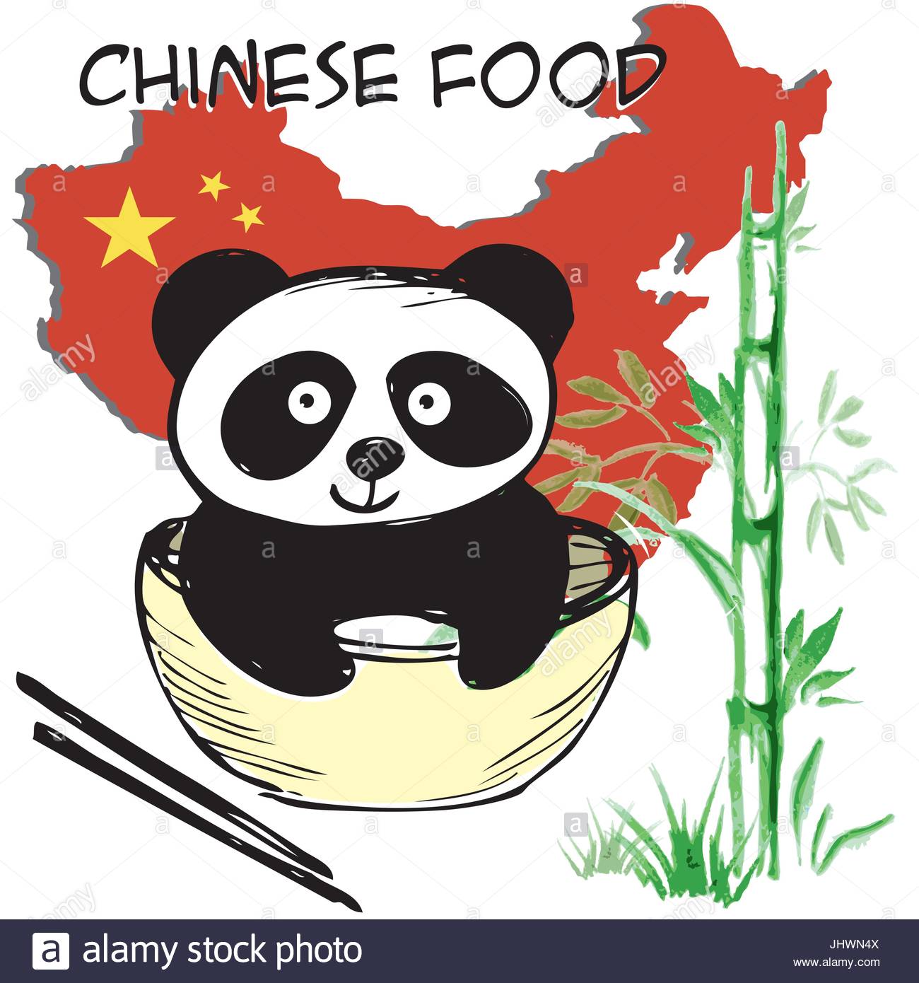 1300x1390 Little Cute Panda , Bamboo, Chinese Flag And Map, Chinese Food