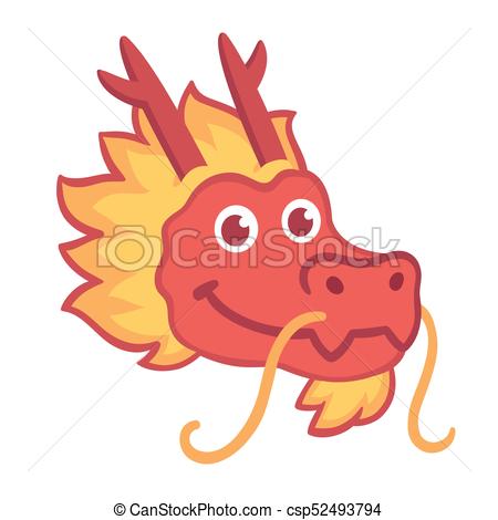 450x470 Red Chinese Dragon Head Icon In Cute Cartoon Style. Chinese Eps