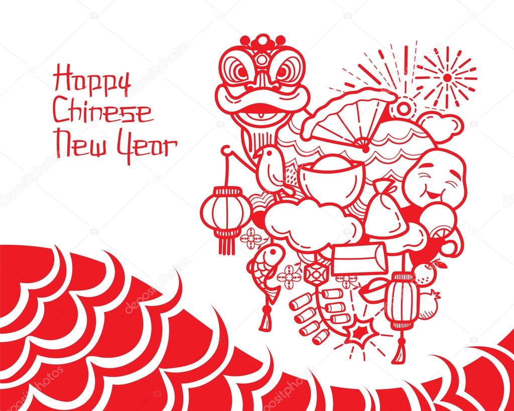 1024x819 Chinese New Year Drawing Stock Vector Matoommi