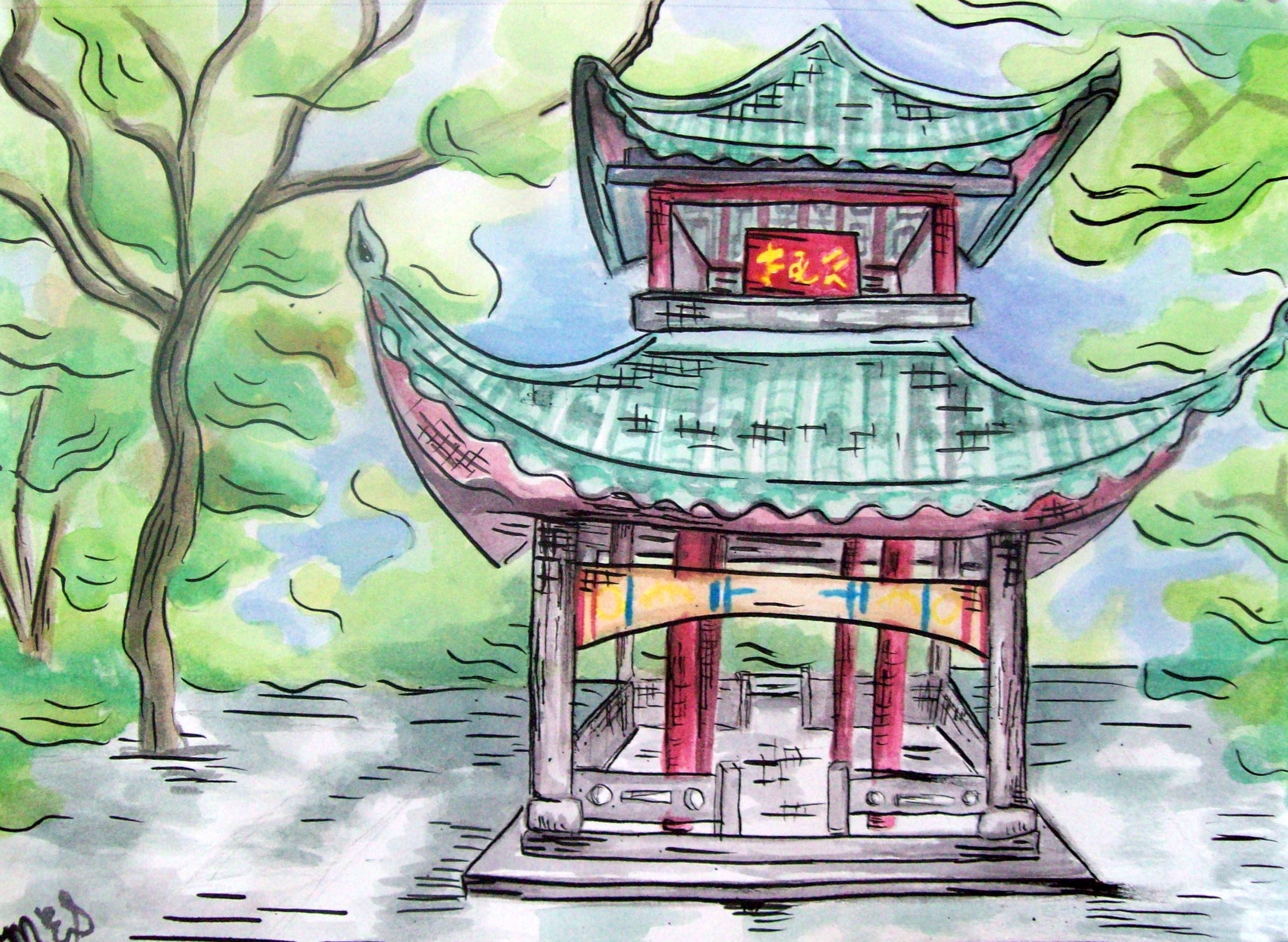Chinese Pagoda Drawing at GetDrawings | Free download