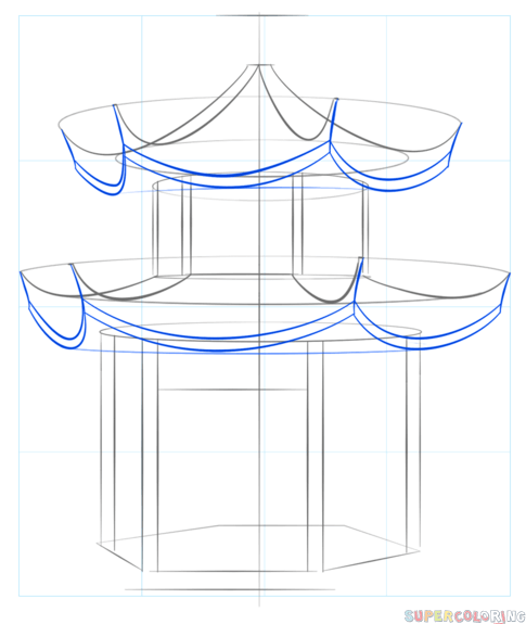 485x575 How To Draw How The Chinese Pagoda Step By Step Drawing Tutorials