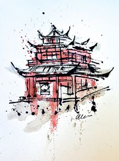 236x317 Chinese Temple Drawing