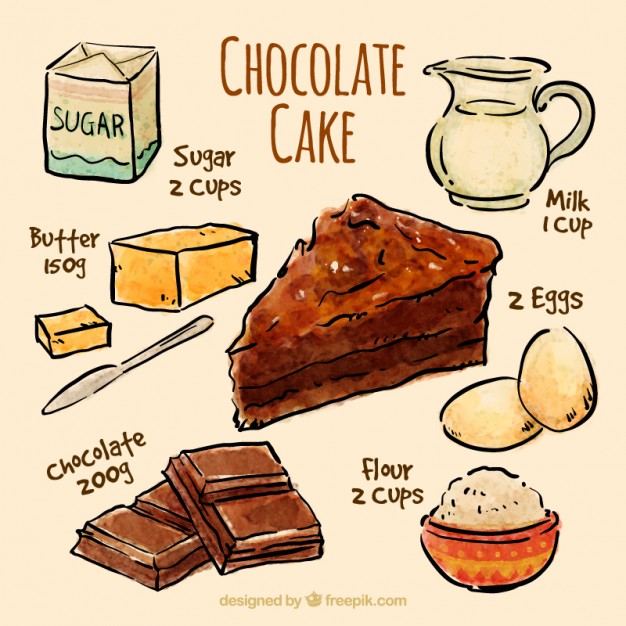 626x626 Sketches Chocolate Cake Recipe Vector Free Download