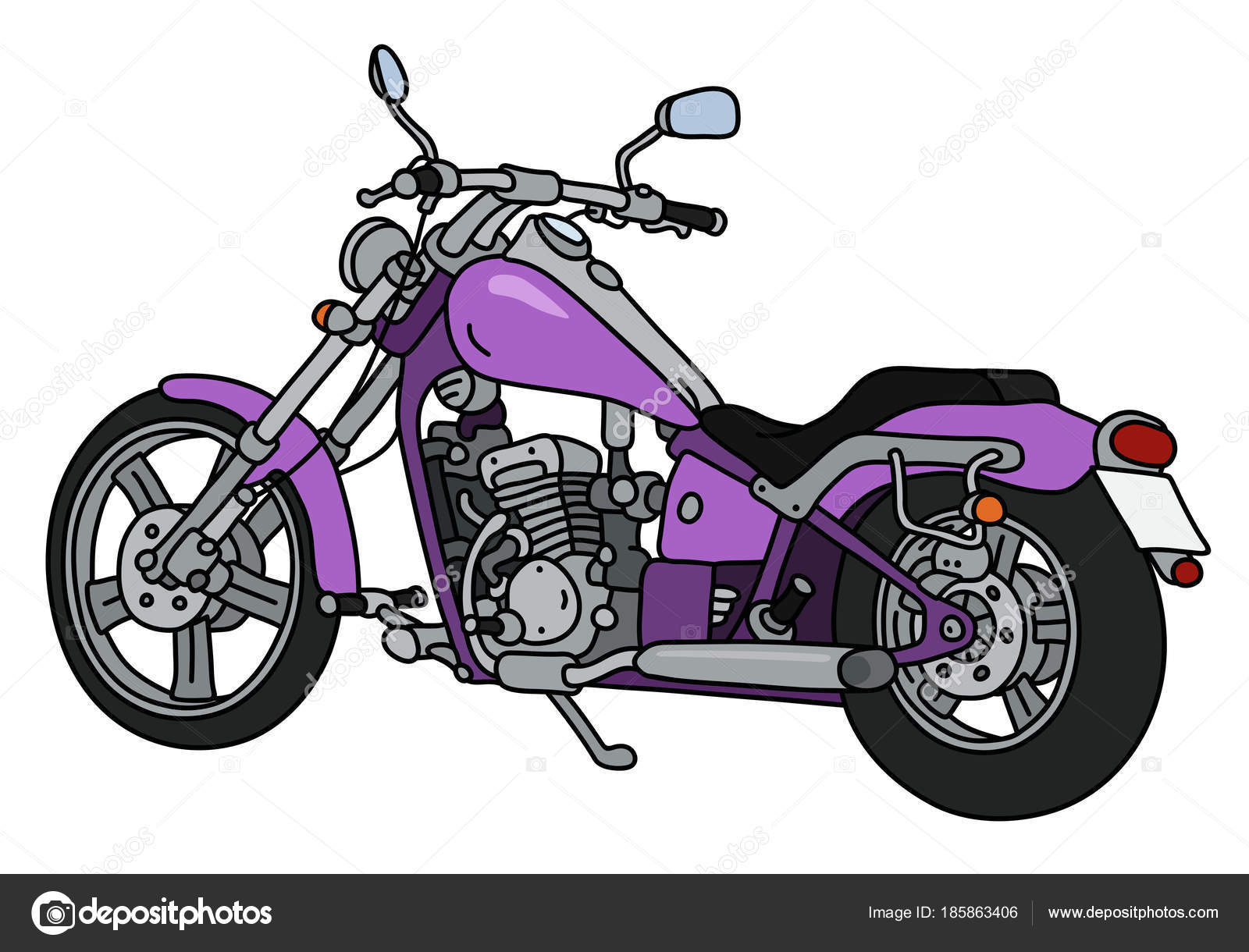 1600x1220 Hand Drawing Purple Heavy Chopper Stock Vector 2v