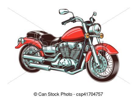 450x320 Vector Illustration Of Hand Drawn Vintage Motorcycle . Clipart