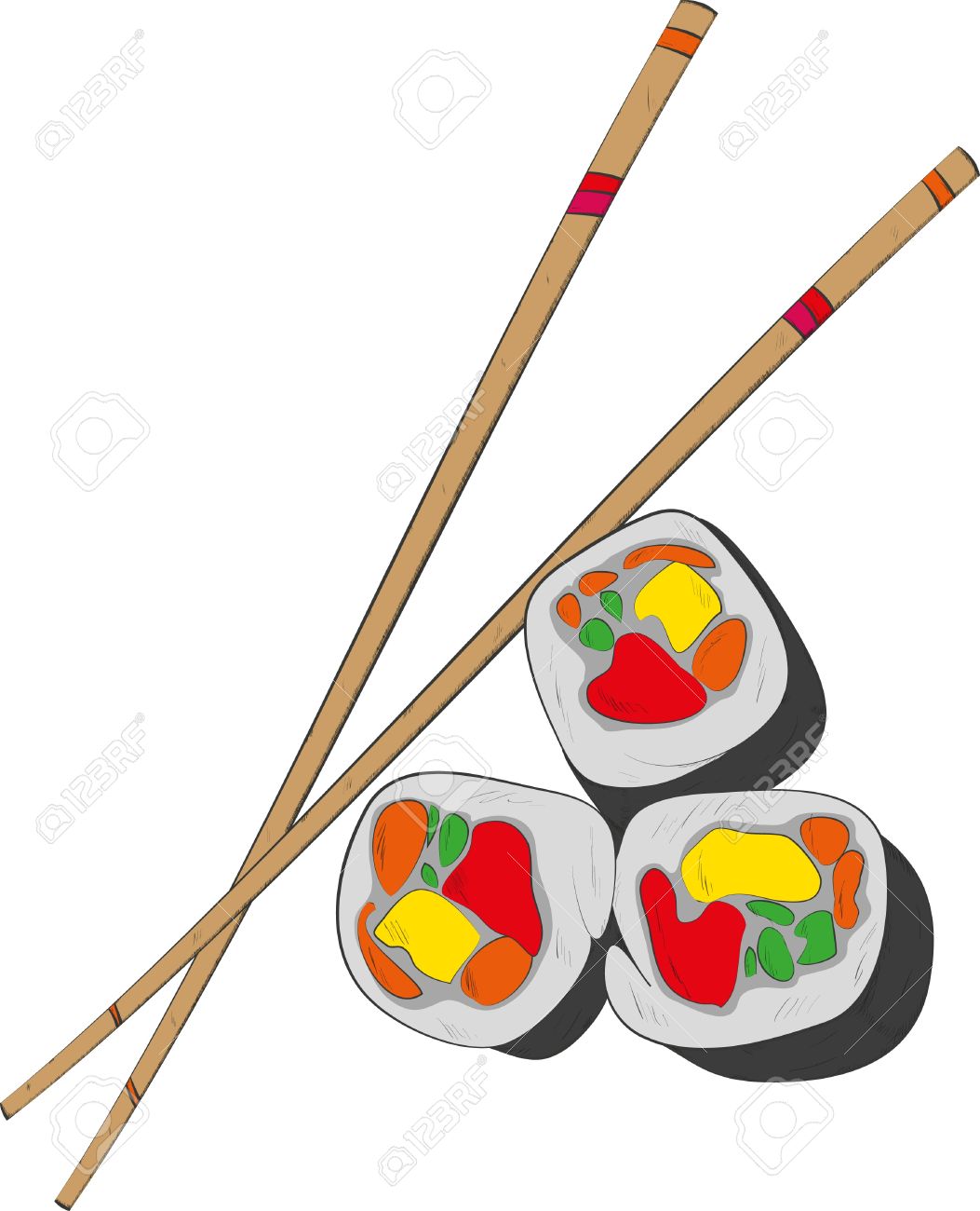 1053x1300 Sushi And Chopsticks Vector Illustration Royalty Free Cliparts