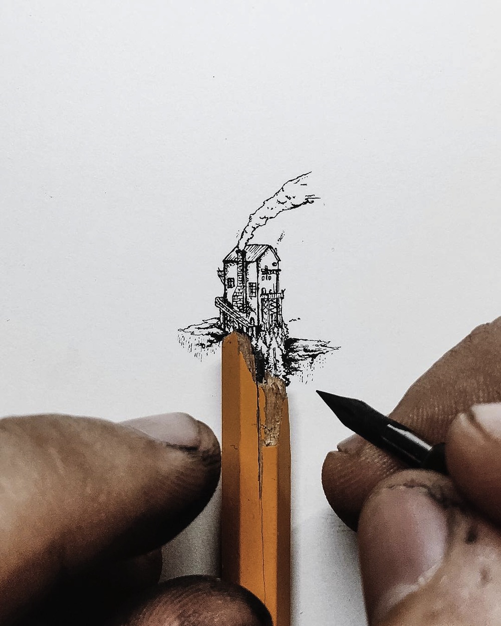 1000x1249 Tiny Ink Drawings Scaled To The Size Of Pencils, Fingers,