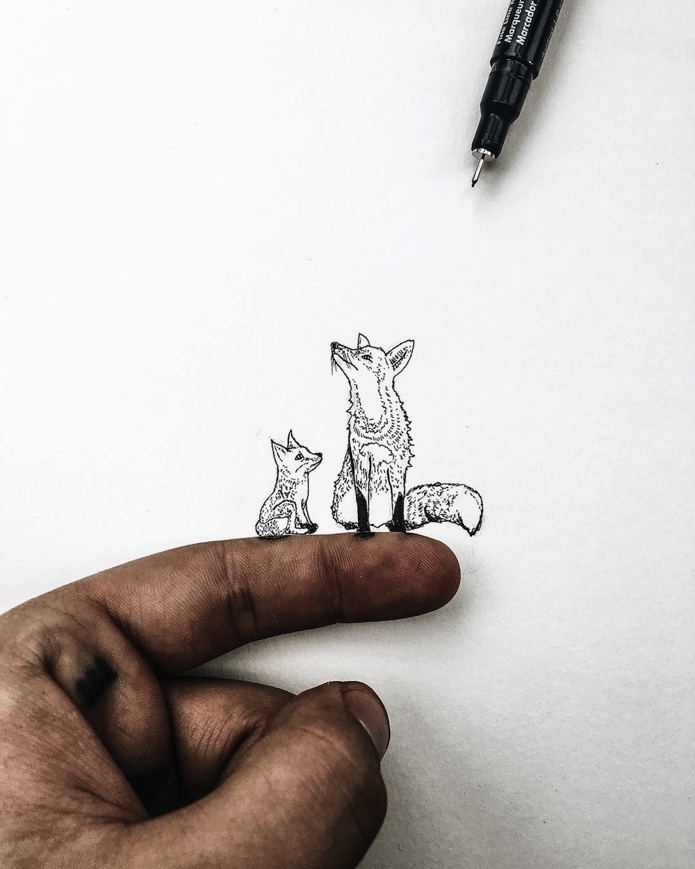 1000x1249 Tiny Ink Drawings Scaled To The Size Of Pencils, Fingers,