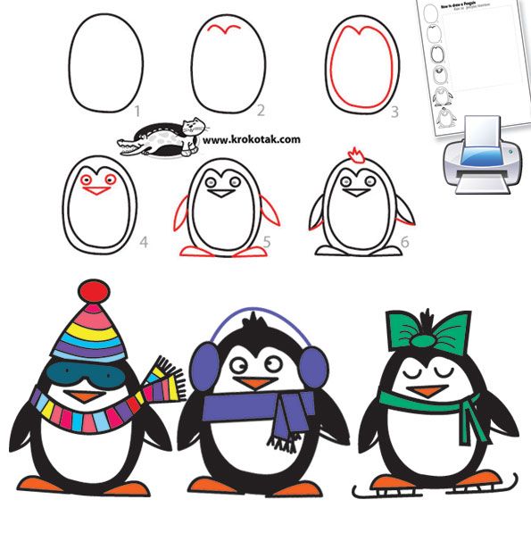 595x597 How To Draw A Penguin In 6 Easy Steps Doodling