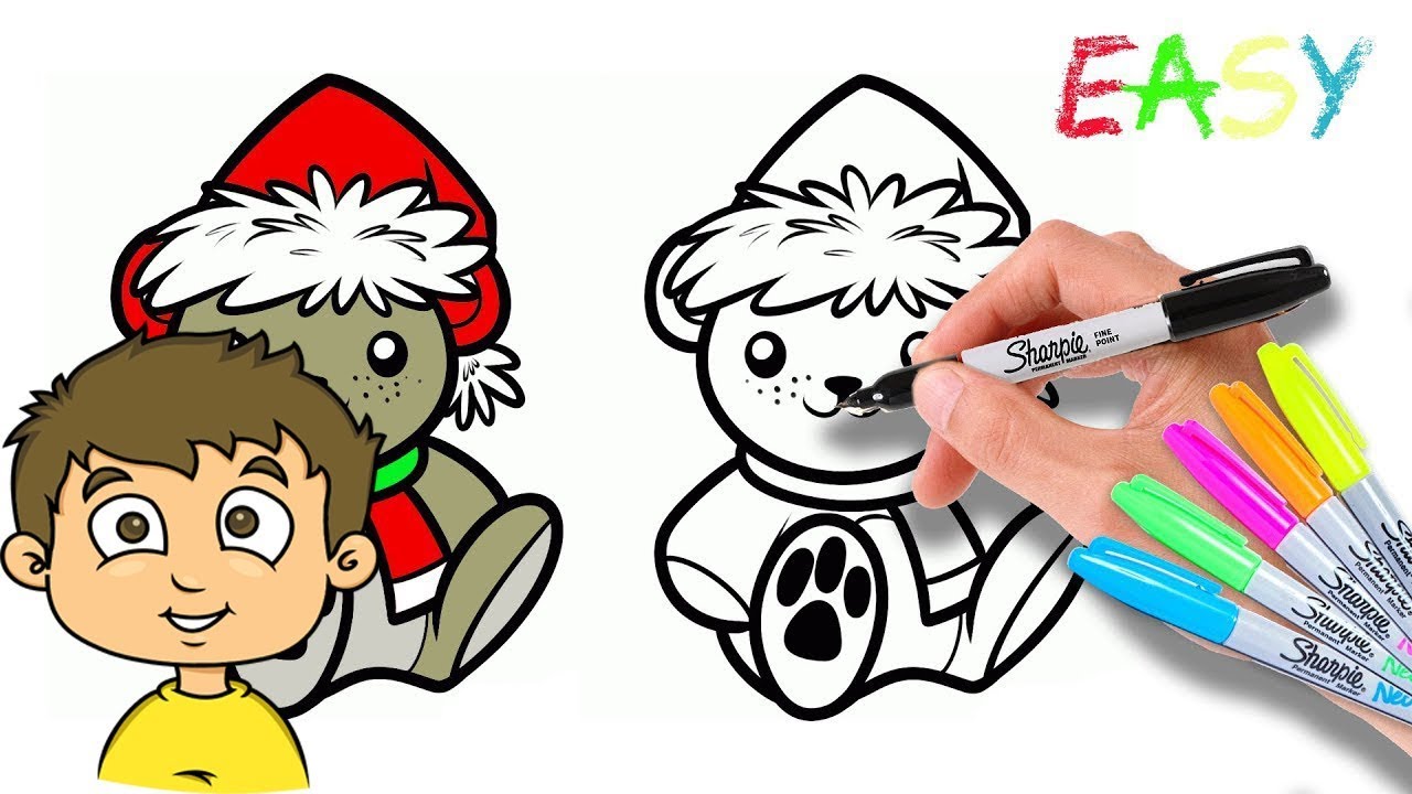 1280x720 How To Draw A Christmas Teddy Bear The Easy Cute Way (2017)