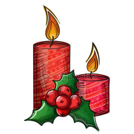 450x450 Drawing Of Christmas Candle Stock Vector Sonya Illustration