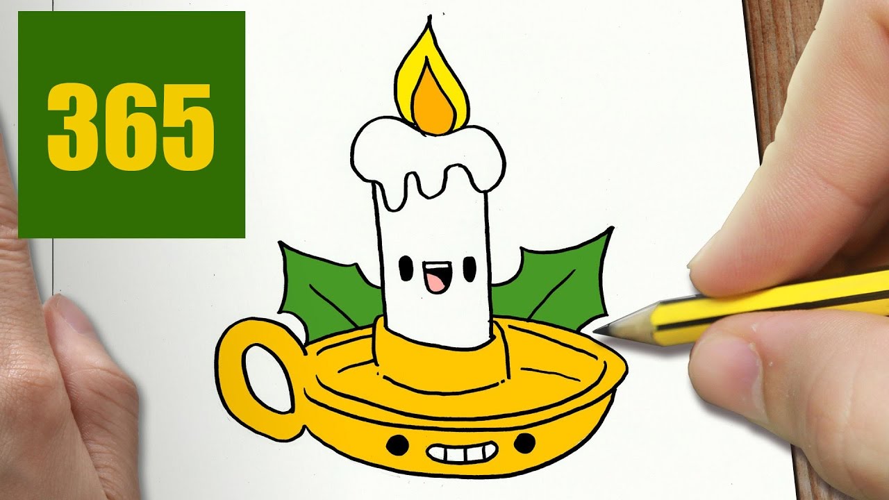 1280x720 How To Draw A Christmas Candle Kawaii, Easy Step By Step Drawing