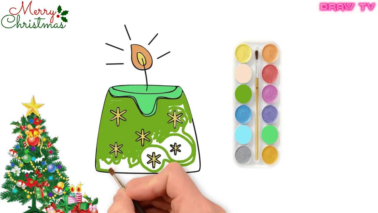 1280x720 How To Draw Christmas Candle Step By Step For Kids Christmas