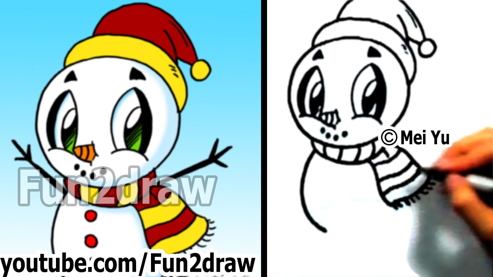 1920x1080 How To Draw A Cartoon Snowman