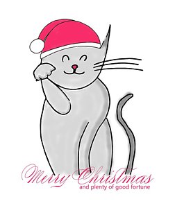 252x300 Christmas Cat Drawings