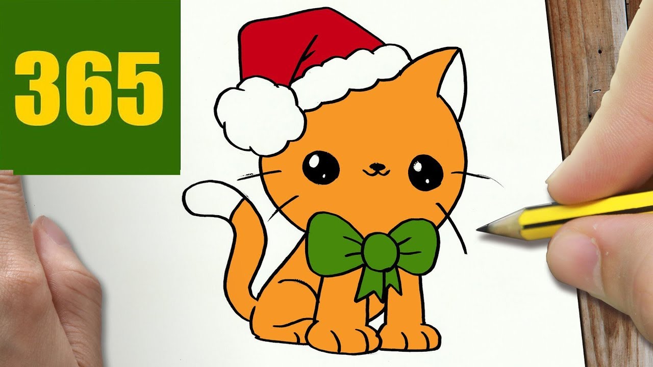 1280x720 How To Draw A Christmas Cat Cute, Easy Step By Step Drawing