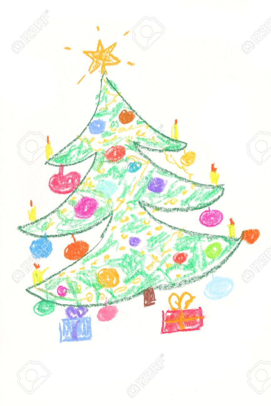 866x1300 Christmas Drawing For Children Beautiful Decorated Christmas Tree
