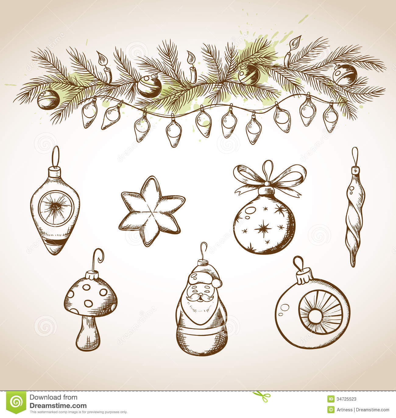 1300x1372 Vintage Christmas Ornament Drawing Merry Christmas Amp Happy New