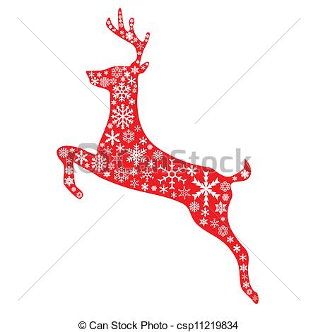 450x470 Christmas Reindeer In Red. A Jumping Reindeer In Christmas