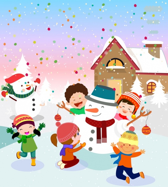 541x600 Christmas Drawing Joyful Kids Snowman Icons Colored Cartoon Free