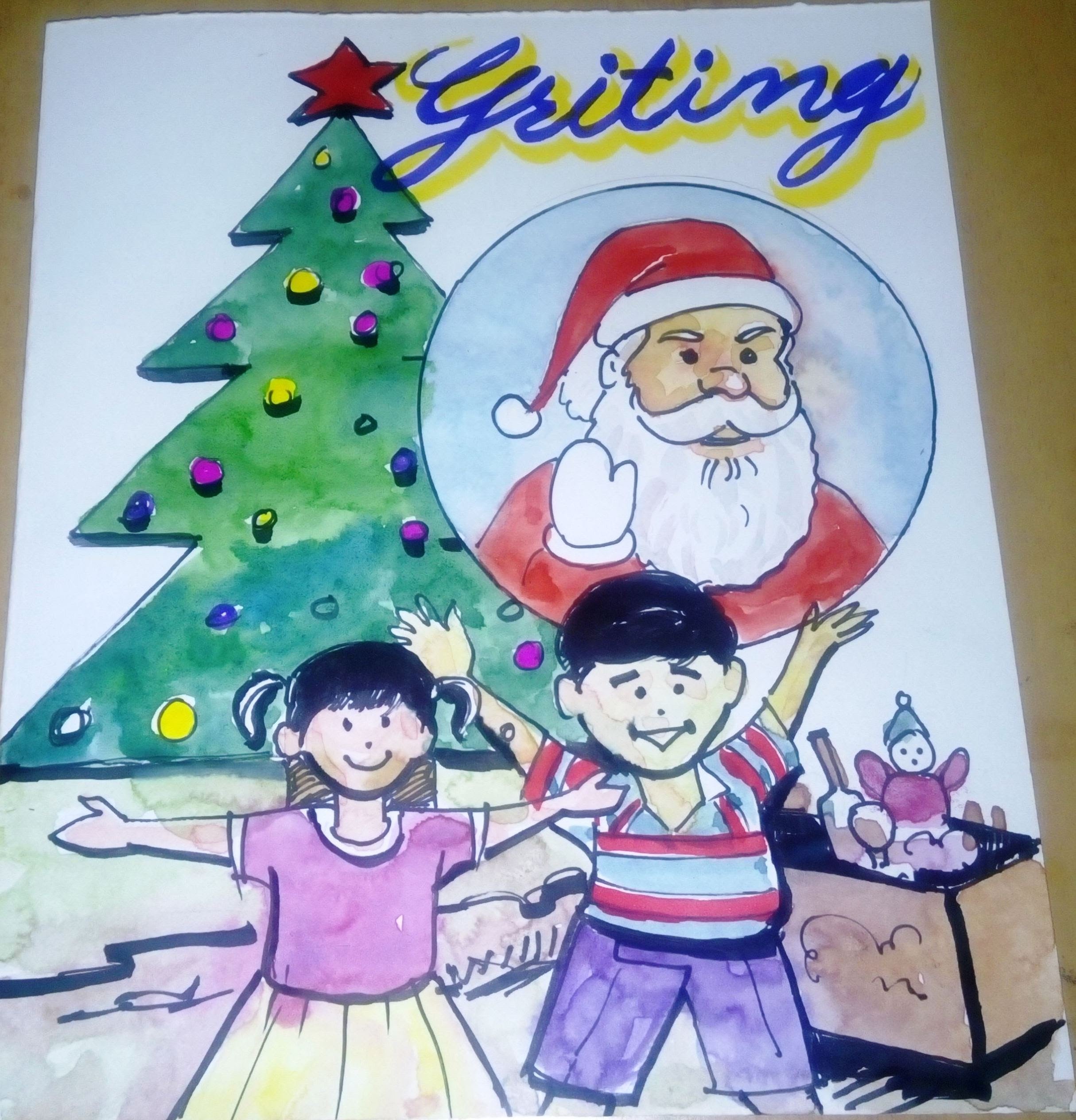 2429x2528 Merry Christmas Drawing