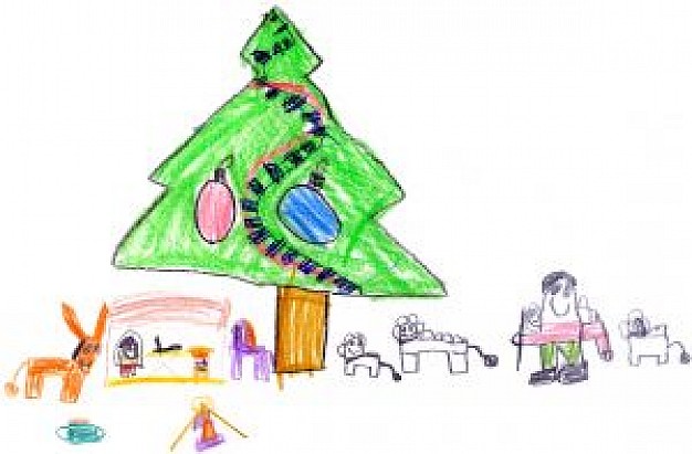 626x411 Kids Drawing Of Christmas Scenery Photo Free Download