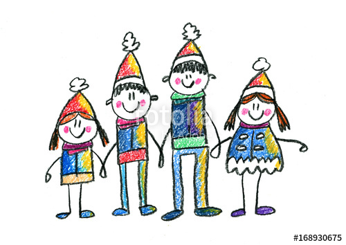 500x354 Happy Family Kids Drawing Mother, Father, Sister, Brother