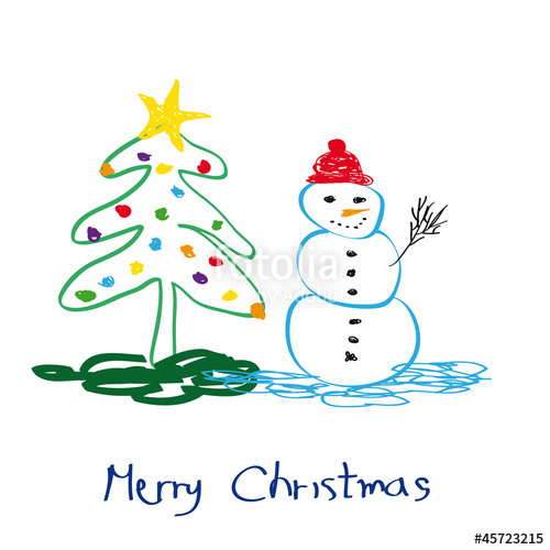 500x500 Christmas Card Drawing By Kids Stock Photo And Royalty Free